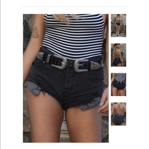 Fray Hem Destructed Charcoal Short - Picture 2 of 6